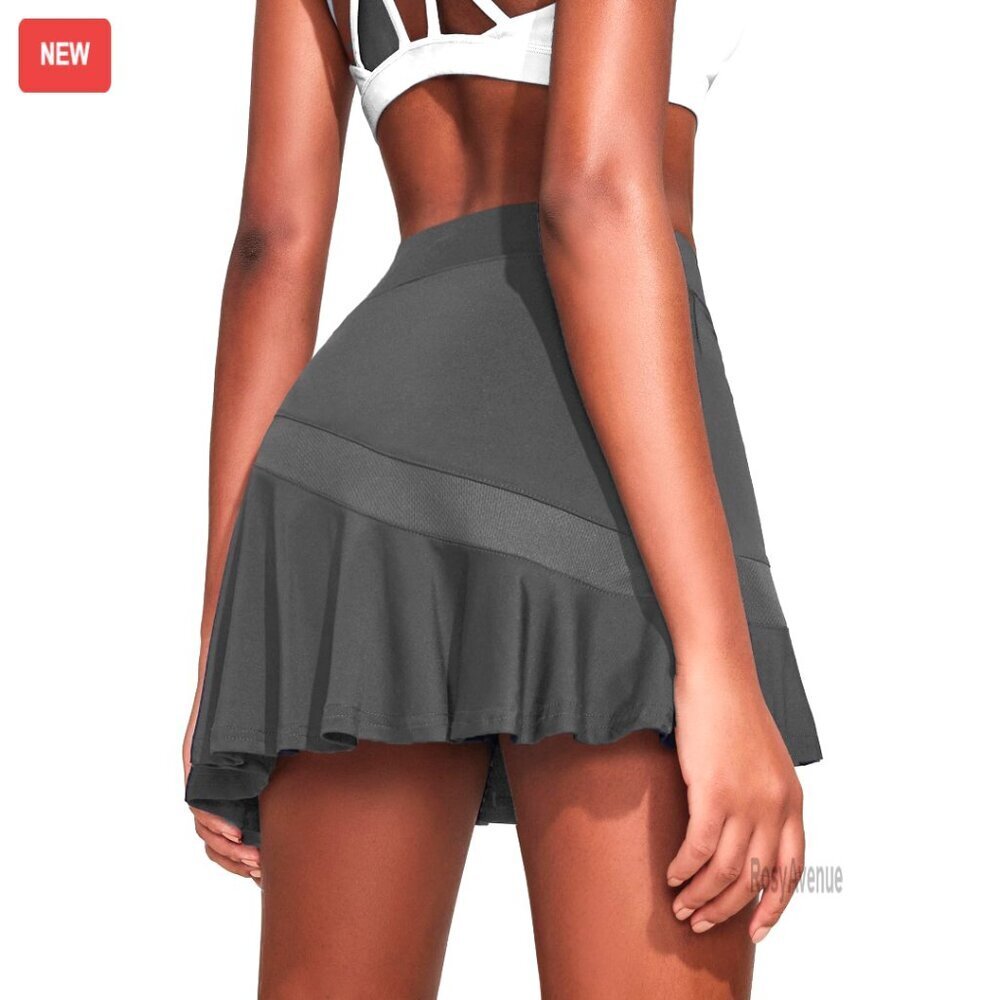 High Waist Pleated Athletic Skort with Pocket Anti-Slip Strip for Tennis Golf